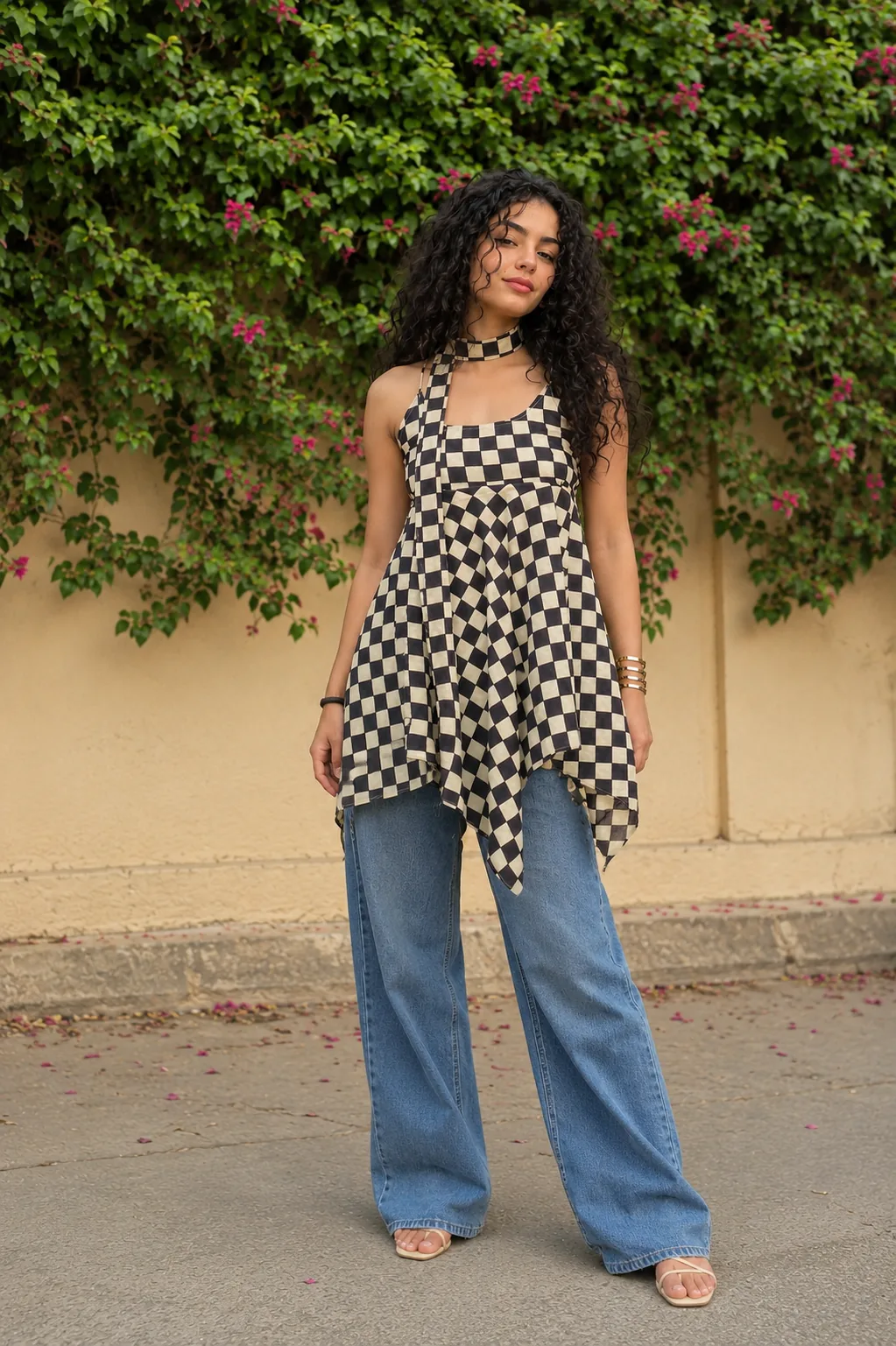 Checkmate Handkerchief Kurti - 100% Cotton