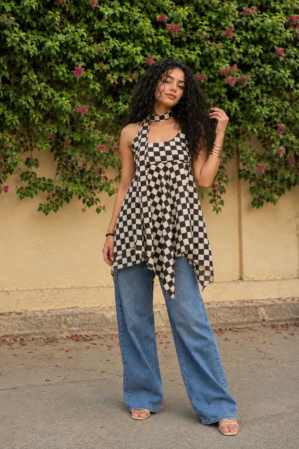 Checkmate Handkerchief Kurti - 100% Cotton