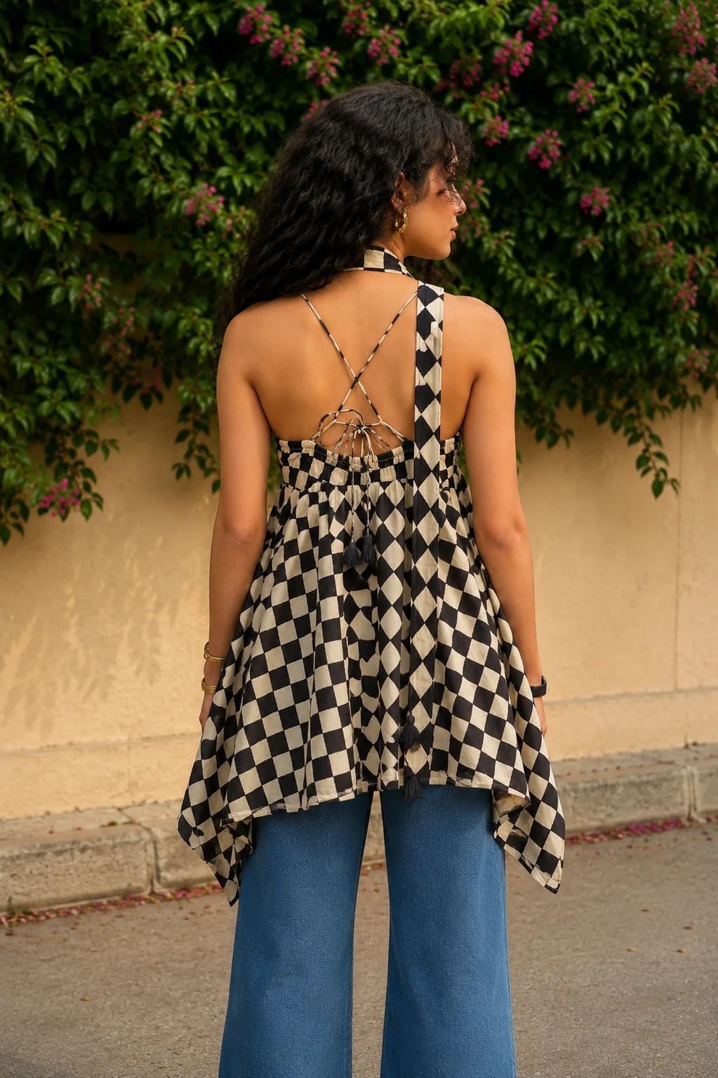 Checkmate Handkerchief Kurti - 100% Cotton