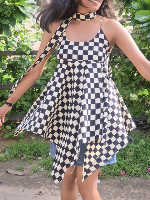 How a customer styled Checkmate Handkerchief Kurti