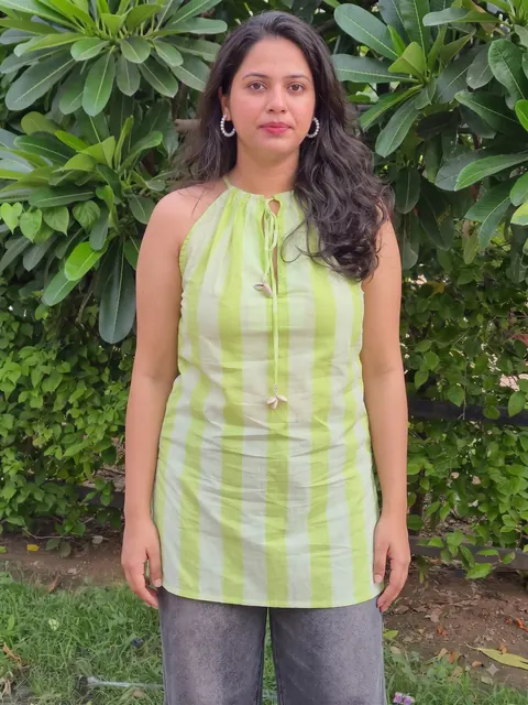 How a customer styled Pistachio Breeze Halter-Neck Kurti